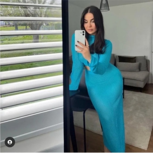 Zara Blue Pointelle Knit Sweater And Skirt Set BLOGGERS favorite! Size M EUC - Picture 10 of 16